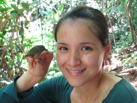 Dr. Cindy Cosset holding a bird